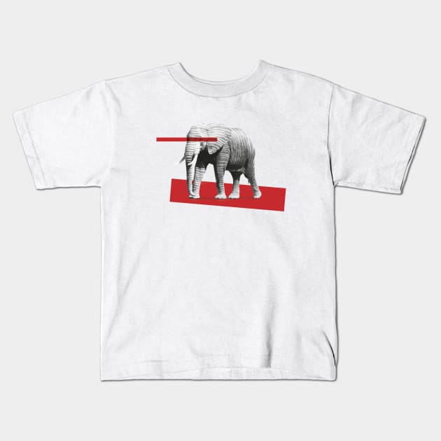 elephant behind bars Kids T-Shirt by frndpndrlc